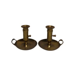 Pair of Brass Candle Holders for TV, Film & Theatre production hire.