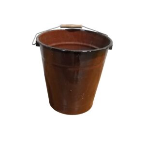 Brown Enamel Bucket for TV, Film & Theatre production hire.