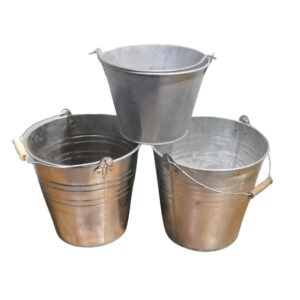 Three Galvanised Buckets for TV, Film & Theatre production hire.