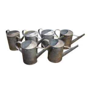 Six Galvanised Watering Cans - Six Sets Available for TV, Film & Theatre production hire.