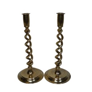 Pair of Twist Brass Candlesticks for TV, Film & Theatre production hire