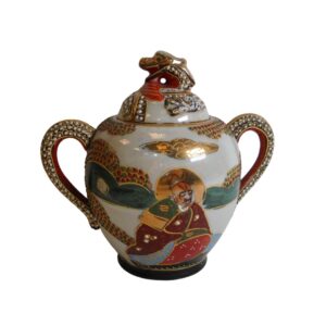 Japanese Small Urn Green, Orange & Red for TV, Film & Theatre production hire