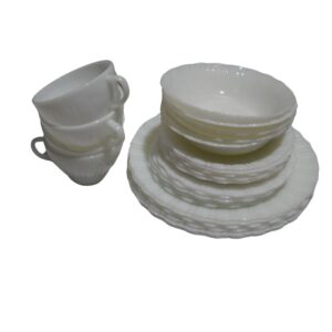 Corning White Teaset for TV, Film & Theatre production hire