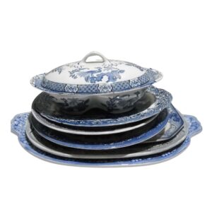 Blue & White Tray Stack for TV, Film & Theatre production hire